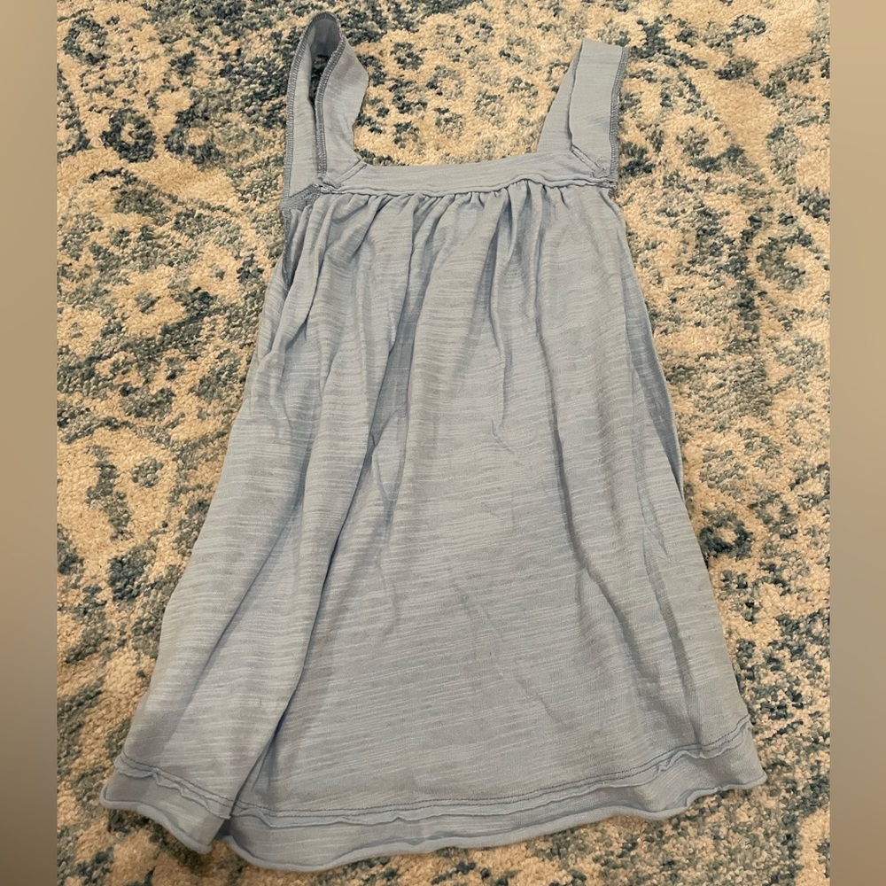 Blue Free People Square Neck Distressed Flowy Top